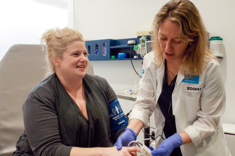 Lacee Badgley came to Zoom+ emergency clinic after taking longer than expected to recover from the flu. Badgley said she likes being able to get in and out within 30 minutes, with her medications in hand. She typically makes same-day appointments through a mobile app.