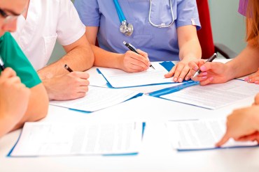 A medical team meeting in the hospital