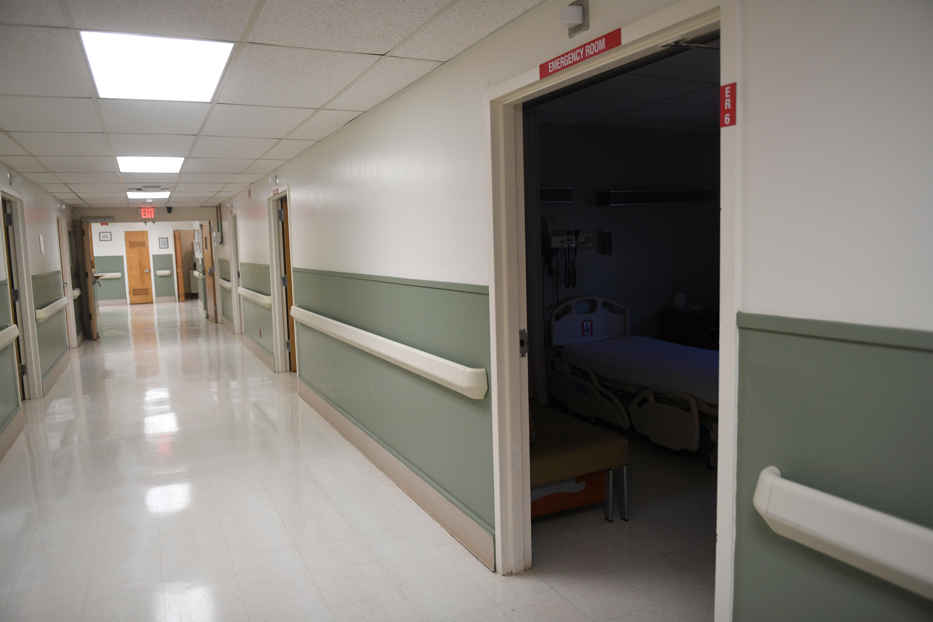 A photo shows a hallway inside Crosbyton Clinic Hospital.