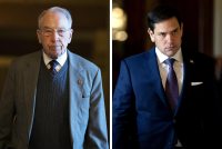 Two photos are shown side-by-side. The left is of Sen. Chuck Grassley. The right is of Sen. Marco Rubio.