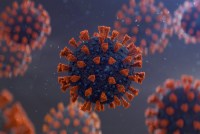 A computer-generated model of the covid-19 virus.