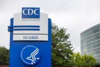 A photo of a sign outside of the CDC's headquarters.