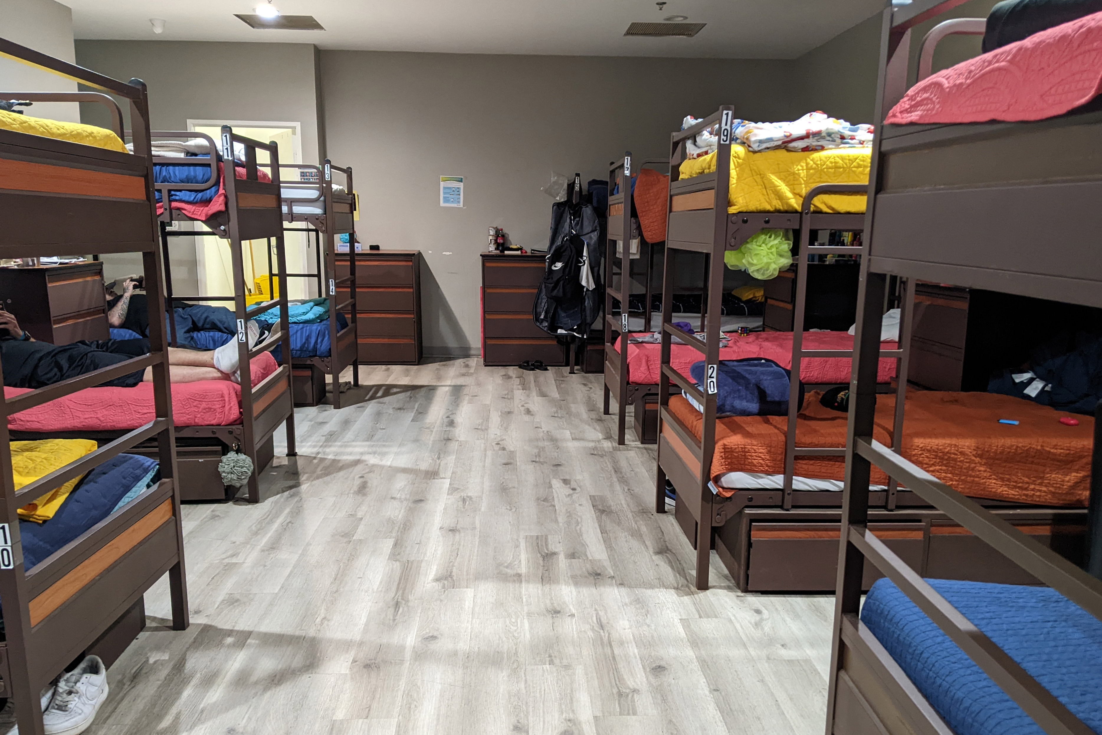A photo of bunk beds in a treatment center dormitory.