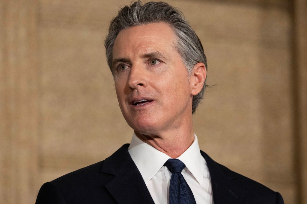 A photo of California Gov. Gavin Newsom from the shoulders up.
