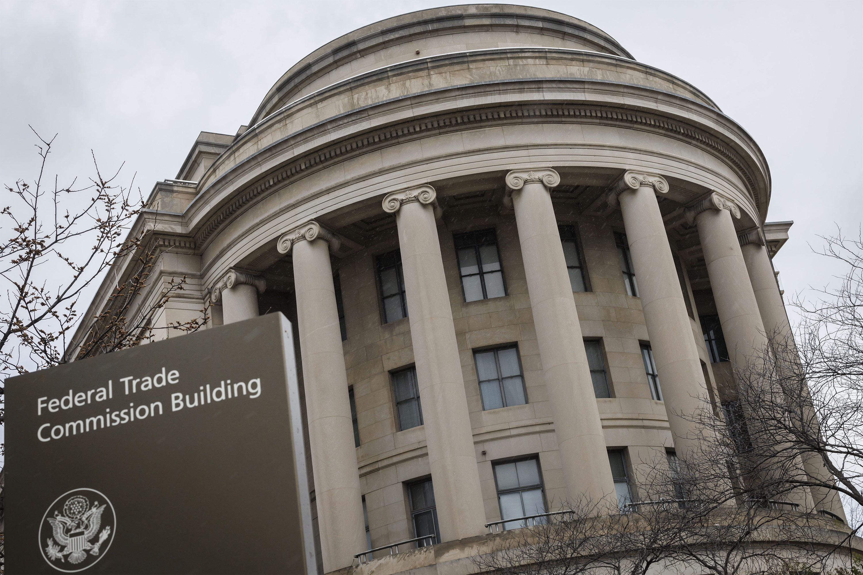 A photo of a sign outside of a building in Washington, D.C., that reads, "Federal Trade Commission Building"