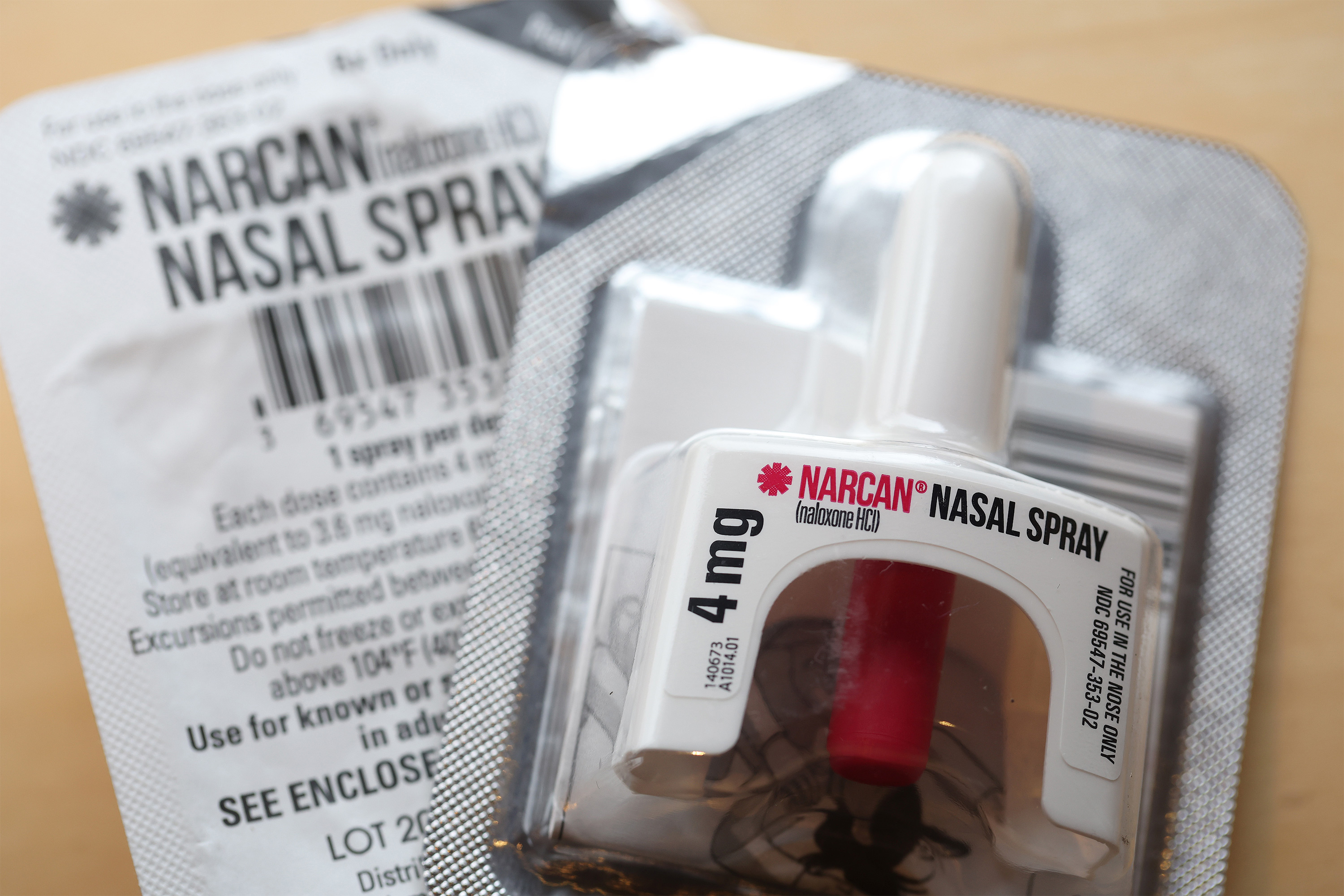 A photo of two packages of Narcan.
