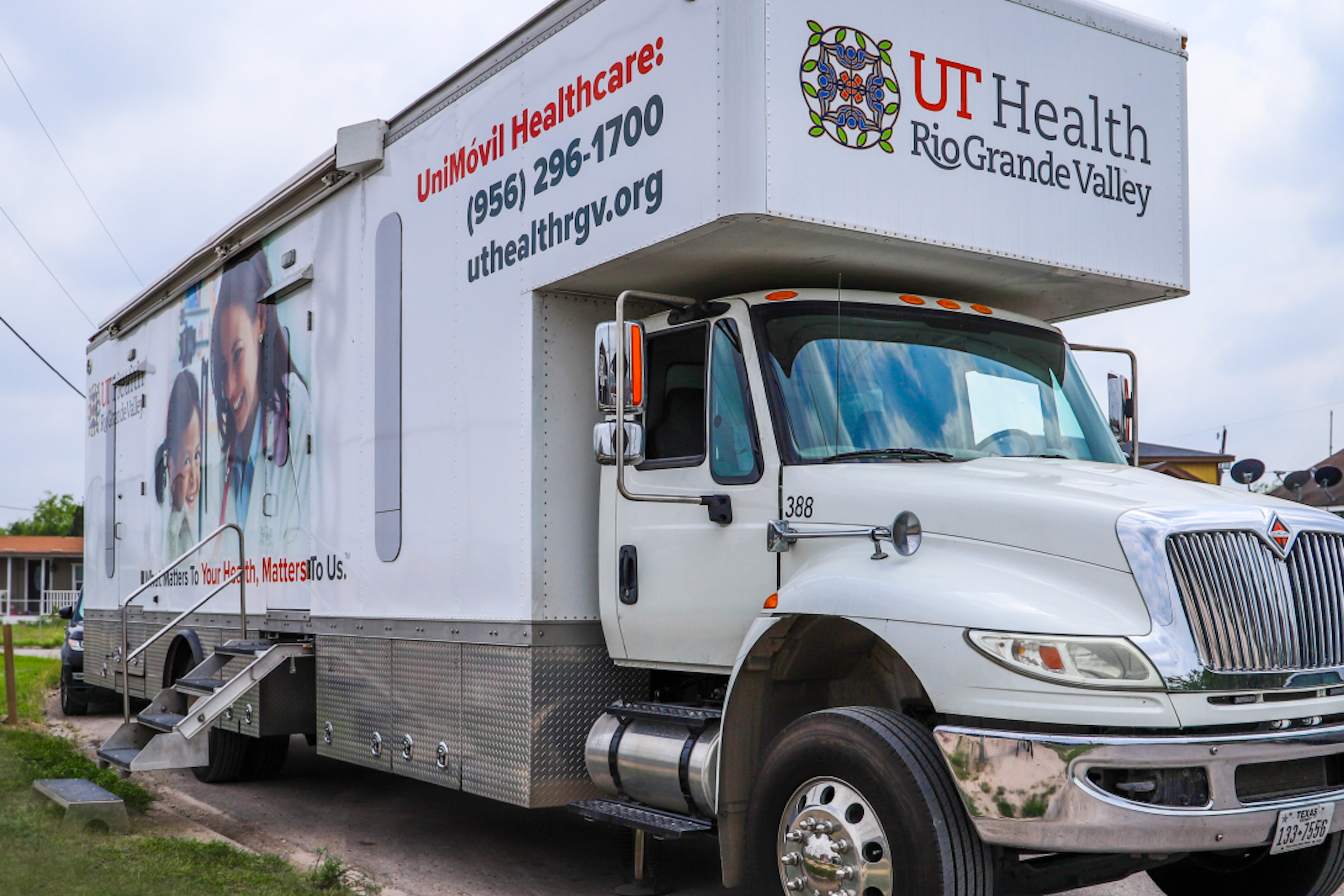 A photo of a long mobile birth control van.