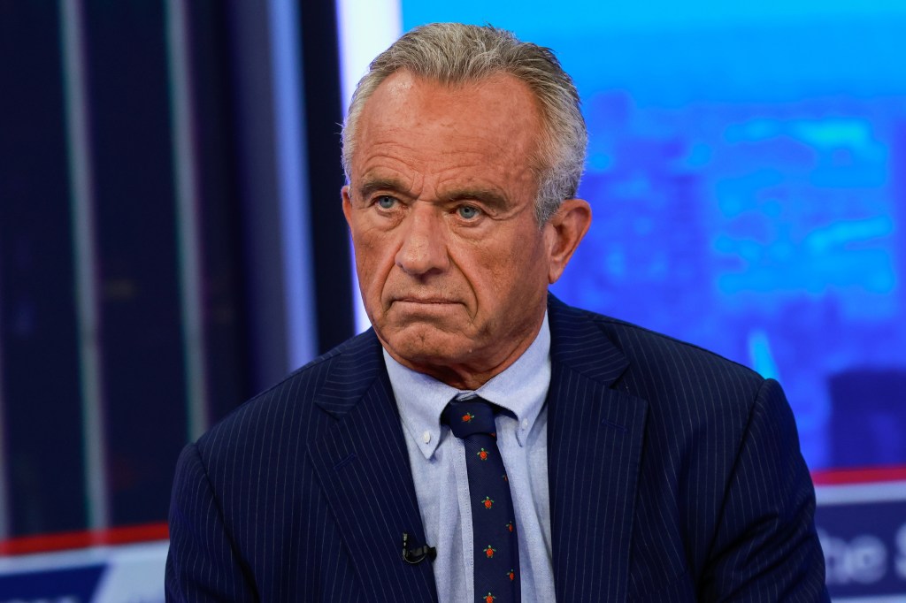 A photo of Robert F. Kennedy Jr. being interviewed on Fox News.