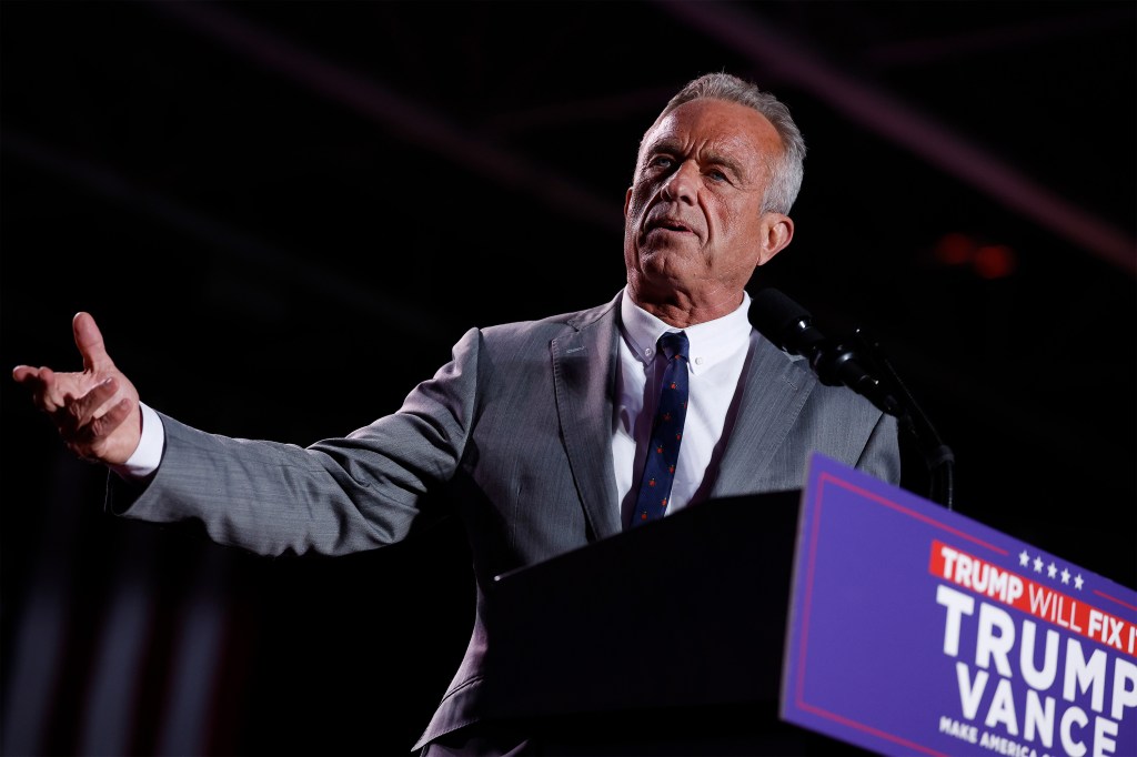 A photo of Robert F. Kennedy, Jr. speaking at a podium.